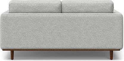 SIMPLIHOME Morrison Mid-Century Modern 72 inch Wide Sofa with Ottoman Set in Mist Grey Tightly Woven Performance Fabric for the Living Room and Family Room