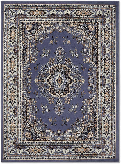 Home Dynamix Premium Sakarya Traditional Medallion Border Area Rug, Country Blue, 5'2"x7'4" Rectangle