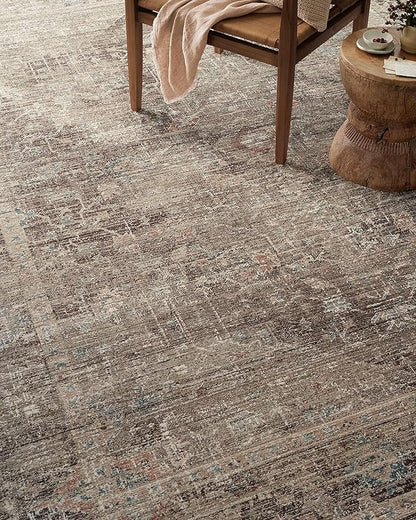 Loloi Magnolia Home by Joanna Gaines Millie Collection MIE-03 Charcoal/Dove 5'-3" x 5'-3", .25" Pile Height, Round Area Rug