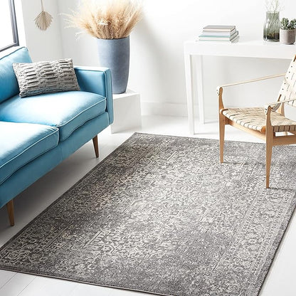 SAFAVIEH Area Rug 6x8 - Evoke Collection - Grey & Ivory, Distressed Design, Non-Shedding & Easy to Clean, Ideal for Living Room, Bedroom, Dining Space (EVK256D)