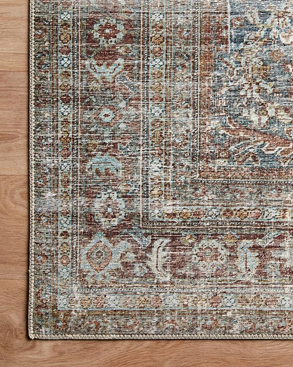 Loloi Chris Loves Julia Jules Collection JUL-05 Lagoon/Brick 2'-6'' x 7'-6'', .13" Pile Height, Runner Rug