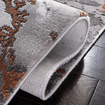 SAFAVIEH Craft Collection 10' Round Grey/Orange CFT877P Modern Abstract Non-Shedding Entryway Foyer Living Room Bedroom Kitchen Area Rug