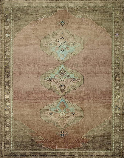 Loloi Magnolia Home by Joanna Gaines Sinclair Collection SIN-06 Clay/Tobacco 8'-6" x 11'-6", .25" Pile Height, Machine Washable, Area Rug