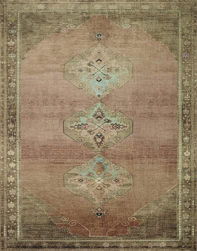 Loloi Magnolia Home by Joanna Gaines Sinclair Collection SIN-06 Clay/Tobacco 5'-0" x 7'-0", .25" Pile Height, Machine Washable, Area Rug