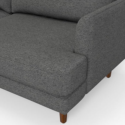SIMPLIHOME Livingston 90-inch Wide Sofa in Charcoal Grey Woven-Blend Fabric, Handcrafted Mid-Century Modern Oversized 3-Seater Couch Sofa for Living Room or Family Room, Solid Wood Frame