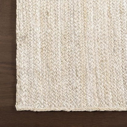 nuLOOM Oval 4x6 Rigo Jute Hand Woven Area Rug, Off White, Solid Farmhouse Design, Natural Fiber, For Bedroom, Living Room, Dining Room, Hallway, Office, Kitchen, Entryway