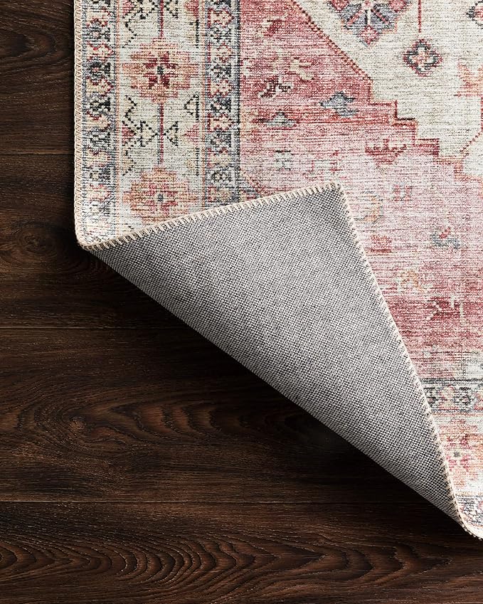 Loloi Skye Collection SKY-02 Ivory/Berry 2'-6" x 12'-0" Runner Rug