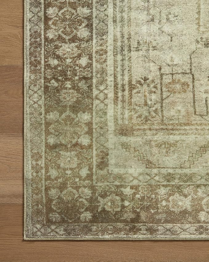 Loloi Magnolia Home by Joanna Gaines Banks Collection BAN-06 Natural/Granite 8'-6" x 11'-6", .13" Pile Height, Machine Washable, Area Rug