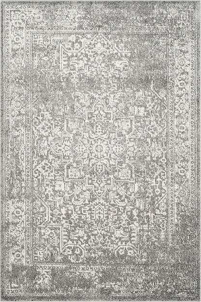 SAFAVIEH Evoke Collection 5'1" x 7'6" Grey/Ivory EVK256D Oriental Distressed Non-Shedding Living Room Bedroom Area Rug