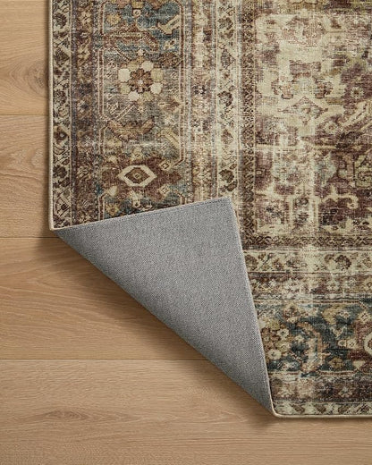 Loloi Magnolia Home by Joanna Gaines Sinclair Collection SIN-01 Rust/Lagoon 2'-3" x 7'-6", .25" Pile Height, Machine Washable, Runner Rug