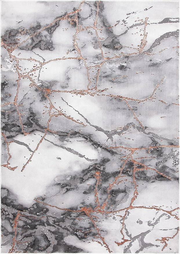 SAFAVIEH Area Rug 8x10 - Craft Collection - Large - Grey & Orange, Modern Abstract Marble Pattern Design, Non-Shedding & Easy Cleaning, Ideal for Living Room, Bedroom, Office, Dining Space (CFT877P)