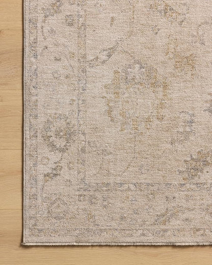 Loloi Chris Loves Julia Louisa Collection LOI-02 Oatmeal/Slate 2'-7" x 14', .38" Pile Height, Runner Rug