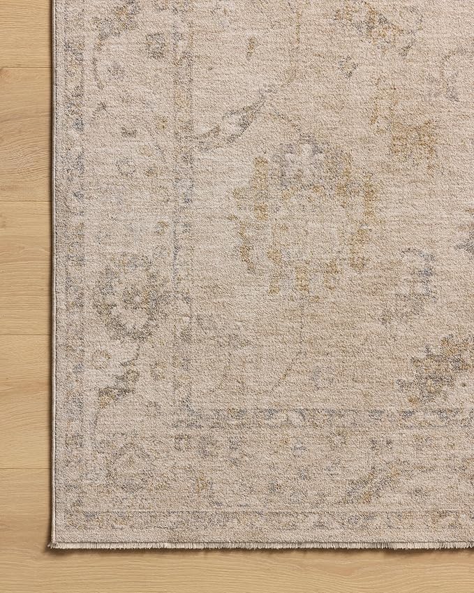 Loloi Chris Loves Julia Louisa Collection LOI-02 Oatmeal/Slate 2'-7" x 8'-0", .38" Pile Height, Runner Rug