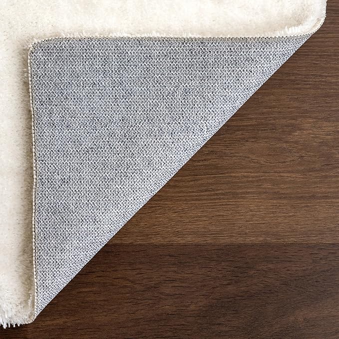 nuLOOM 5' x 8' Cozy Plush Area Rug, Machine Washable, Non-Slip, Soft Fluffy Shag Carpet for Living Room Bedroom Kids Room Nursery Home Decor, Loni White