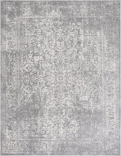 SAFAVIEH Evoke Collection 11' x 15' Silver / Ivory EVK256S Oriental Distressed Non-Shedding Living Room Bedroom Dining Home Office Area Rug