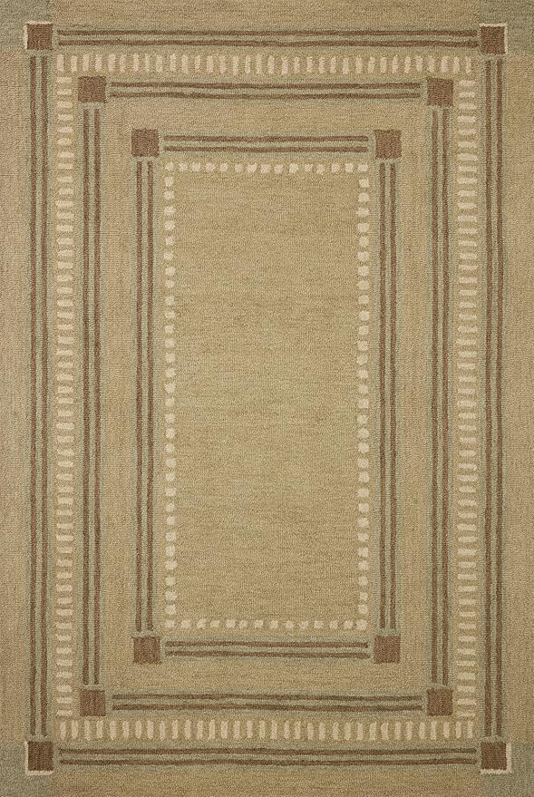 Loloi Chris Loves Julia Alfie Collection ALF-04 Green/Natural 3'-6" x 5'-6" Accent Rug Wool Neutral Living Bedroom Dining Carpet