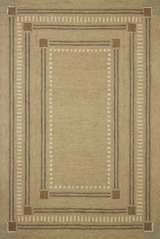 Loloi Chris Loves Julia Alfie Collection ALF-04 Green/Natural 8'-6" x 11'-6" Area Rug Wool Neutral Living Bedroom Dining Carpet