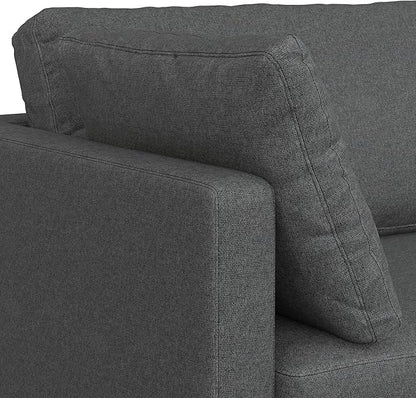 SIMPLIHOME Ava Sofa and Ottoman in 100% Recycled Polyester Performance Fabric, Pebble Grey, 90-inch-Wide 3-Seater Couch and Matching 36-inch-Wide Table Ottoman for Living Room, 2-Piece Set
