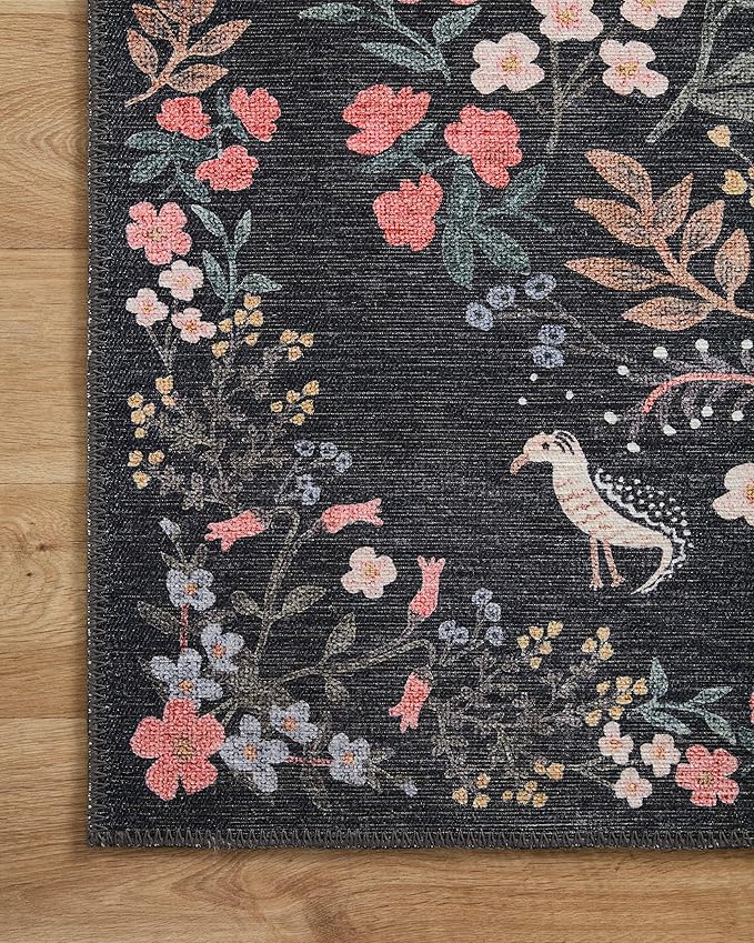 Loloi Rifle Paper Co. Maison Collection MAO-04 Tuileries Black 2'-6" x 7'-6", .19" Pile Height, Runner Rug