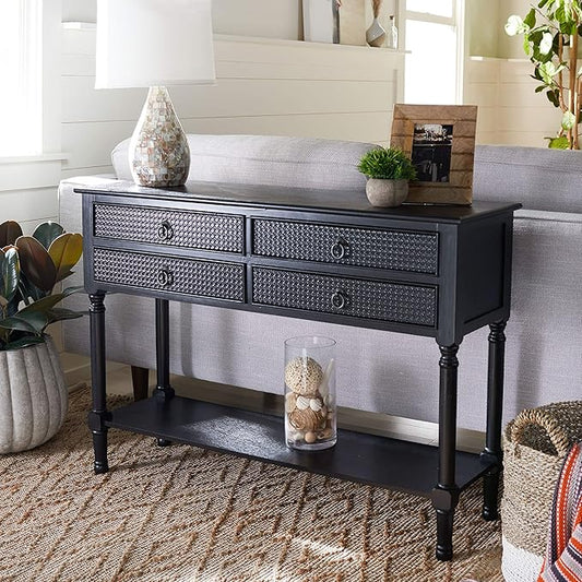 Safavieh Home Collection Haines Black 4-Drawer Bottom Shelf Console Table