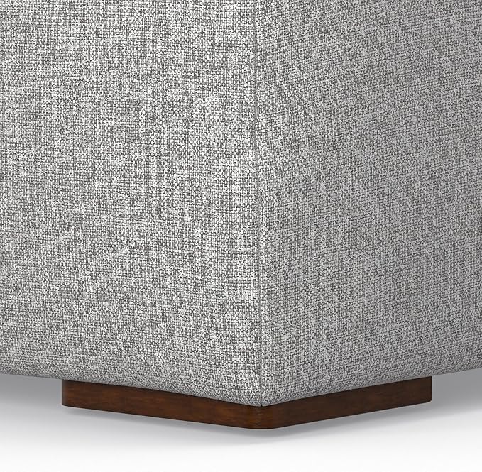 SIMPLIHOME Rex Modular Sofa and Ottoman Set in 100% Recycled Polyester Tightly Woven Performance Fabric, Pale Grey, 88-inch-Wide 2-Seater Couch and Matching 34-inch-Wide Table Ottoman for Living Room