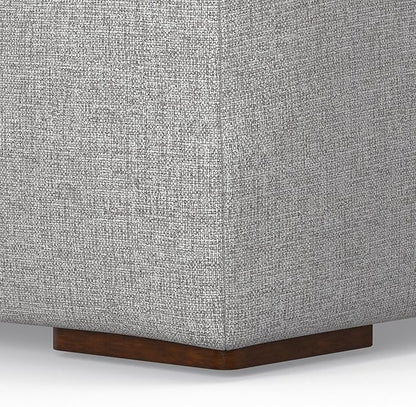 SIMPLIHOME Rex Modular Sofa and Ottoman Set in 100% Recycled Polyester Tightly Woven Performance Fabric, Pale Grey, 122-inch-wide 3-Seater Couch and Matching 34-inch-wide Ottoman for Living Room