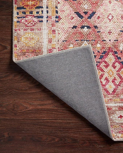 Loloi Layla Collection LAY-15 Magenta/Multi 2'-3" x 3'-9" .13" Thick Accent Rug, Soft, Durable, Vintage Inspired, Distressed, Low Pile, Non-Shedding, Easy Clean, Printed, Living Room Rug