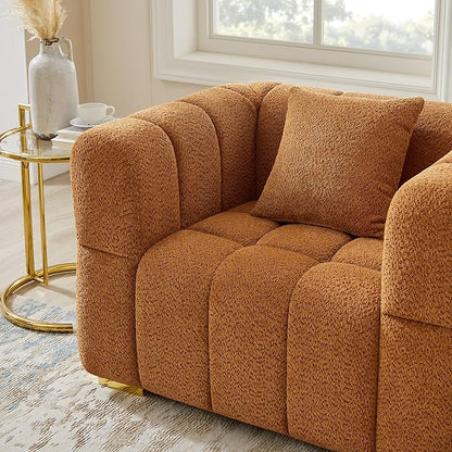 VANOMi 44.09”Oversized Accent Chair, Boucle Arm Chair with Deep Seat, Comfy Reading Chair for Living Room, Bedroom, Office, Apartment, Curry (1 Piece)
