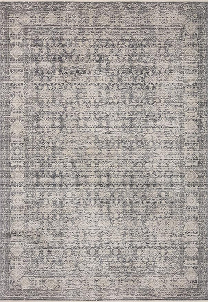 Loloi Amber Lewis Alie Collection ALE-03 Charcoal/Dove 5'-3'' x 5'-3'', .13'' Pile Height, Round Area Rug