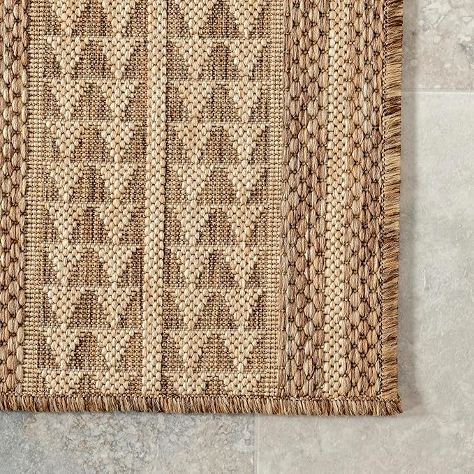 Nuloom Ranya Light Brown/Ivory, 8' x 10', Tribal Geometric, Soft and Cozy, High Traffic, Stain Resistant, Easy Clean, Durable Area Rug for Indoor/Outdoor Patio, Deck, Porch, Garden, Courtyard