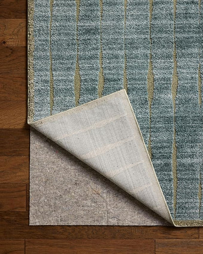 Loloi Chris Loves Julia Calvin Collection CLV-02 Ocean/Olive 3'-6" x 5'-6" Accent Rug Checkered Neutral Soft Living Room Bedroom Carpet