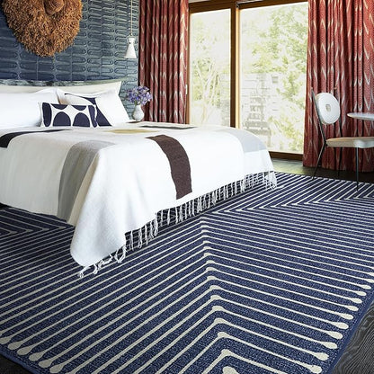 RUGGABLE x Jonathan Adler Machine Washable Modern Area Rug – Inkdrop Lapis Blue 9x12, Stain-Resistant, Non-Slip – Large Rugs for Living Room, Bedroom, Hallway, Entryway & Office–with Standard Pad