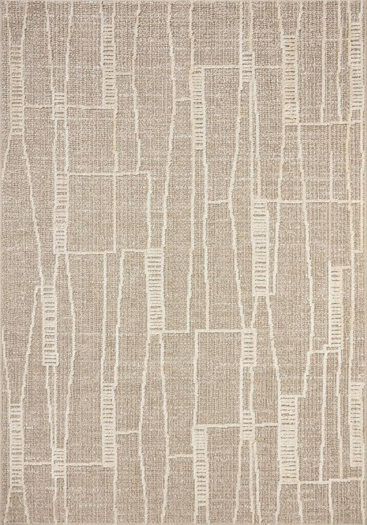 Loloi Amber Lewis Bexley Collection BEX-05 Mushroom/Natural 7'-10" x 10' Area Rug Neutral, Textured, Living, Bedroom, Dining, Carpet
