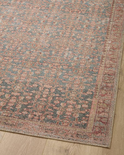 Loloi Angela Rose Aubrey Collection AUB-04 Blue/Terracotta 2'-6" x 12'-0", .19" Pile Height, Runner Rug