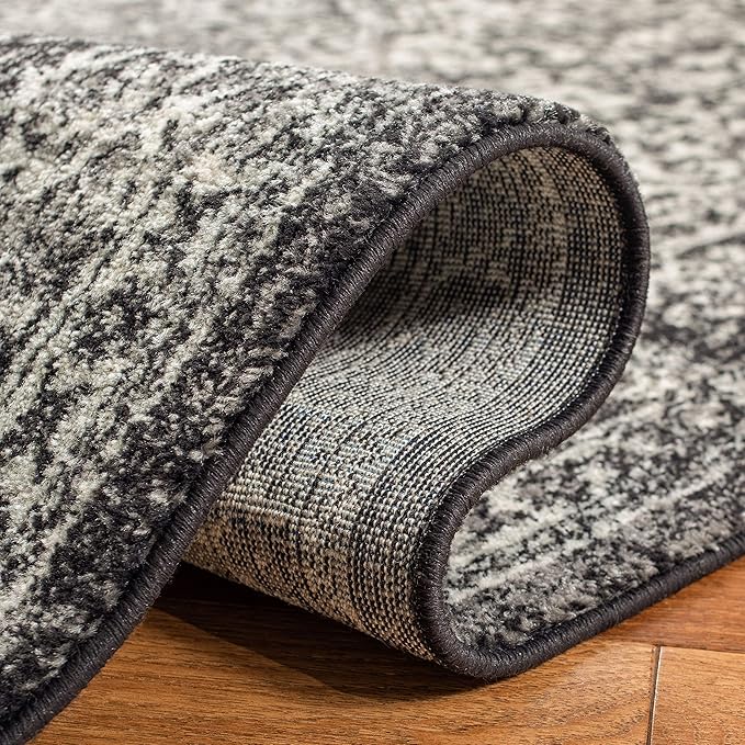 SAFAVIEH Evoke Collection 2'2" x 7' Black / Grey EVK256R Oriental Distressed Non-Shedding Living Room Entryway Foyer Hallway Bedroom Runner Rug