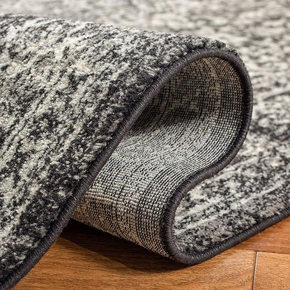 SAFAVIEH Evoke Collection 2'2" x 7' Black / Grey EVK256R Oriental Distressed Non-Shedding Living Room Entryway Foyer Hallway Bedroom Runner Rug