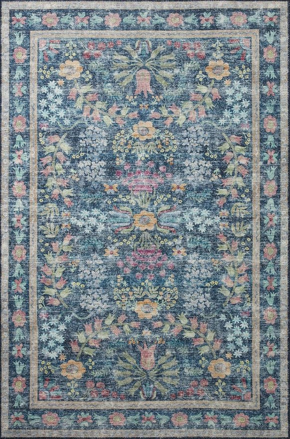 Loloi Rifle Paper Co. Maison Collection MAO-06 Blue/Multi 2'-6" x 12'-0", .19" Pile Height, Runner Rug