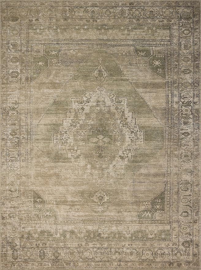 Loloi Amber Lewis Cambria Collection CBR-03 Sand/Olive 7'-6" x 9'-6" Area Rug Jute, Neutral, Vintage Style, Antique Tone, Living, Bedroom, Dining, Carpet