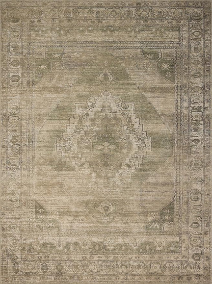 Loloi Amber Lewis Cambria Collection CBR-03 Sand/Olive 7'-6" x 9'-6" Area Rug Jute, Neutral, Vintage Style, Antique Tone, Living, Bedroom, Dining, Carpet