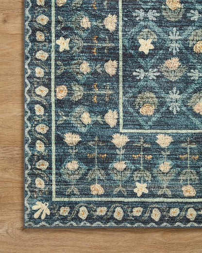 Loloi Rifle Paper Co. Eden Collection EDE-03 Lattice Indigo 7'-6" x 9'-6" Area Rug feat. CloudPile™