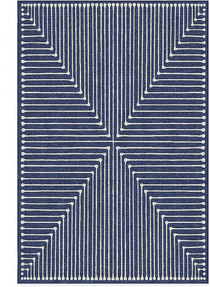 RUGGABLE x Jonathan Adler Machine Washable Modern Area Rug – Inkdrop Lapis Blue 6x9, Stain-Resistant, Non-Slip – Medium Rugs for Living Room, Bedroom, Hallway, Entryway & Office–with Standard Pad