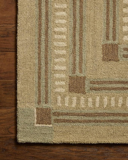 Loloi Chris Loves Julia Alfie Collection ALF-04 Green/Natural 2'-3" x 3'-9" Accent Rug Wool Neutral Living Bedroom Dining Carpet