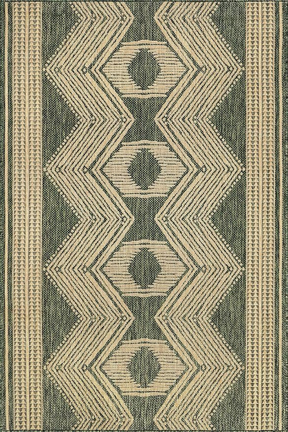 nuLOOM 6' 7" x 9' Outdoor Tribal Geometric Area Rug, Stain Resistant, Weather Resistant, High Traffic, Patio, Balcony, Outside, Ranya Green