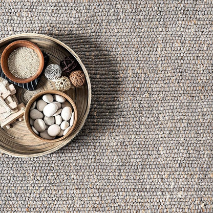nuLOOM 6' Round Elfriede Jute & Cotton Hand Woven Area Rug, Elfriede Grey, Solid Rustic Farmhouse Style, Weaved Design, Natural Fiber, for Bedroom, Living Room, Dining Room, Hallway, Office, Entryway
