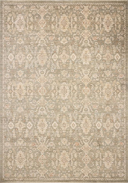 Loloi Chris Loves Julia Palma Collection PLM-03 Lagoon/Natural 5'-3" x 7'-6" Area Rug Vintage Style Boho Living Room Bedroom Carpet