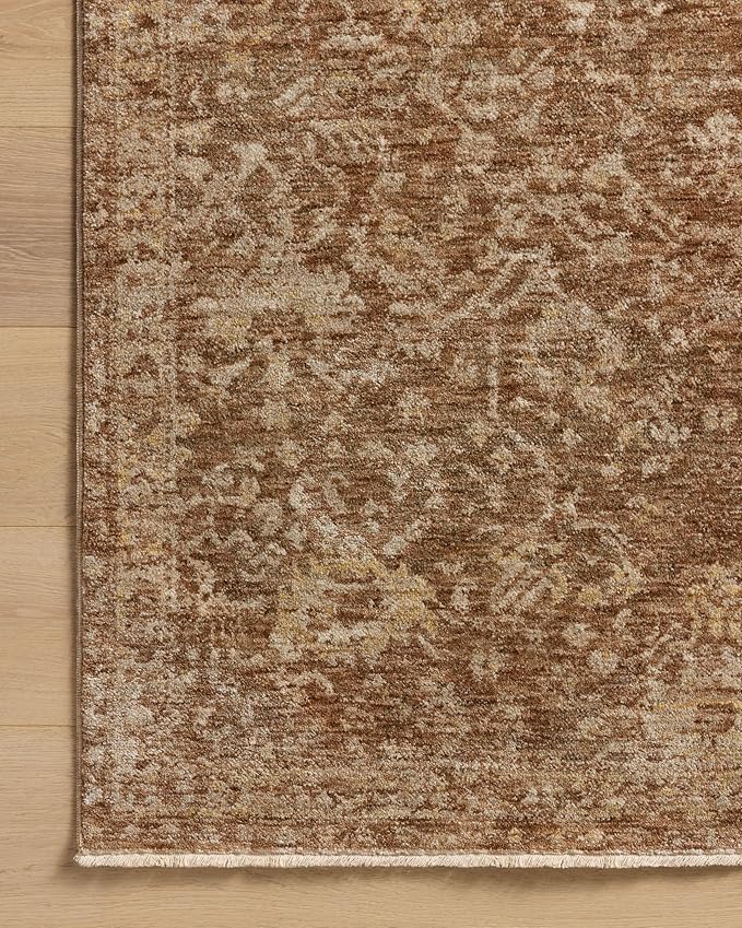 Loloi Magnolia Home by Joanna Gaines Junie Collection JUE-01 Clay/Natural 5'-3" x 7'-6", .38" Pile Height, Area Rug