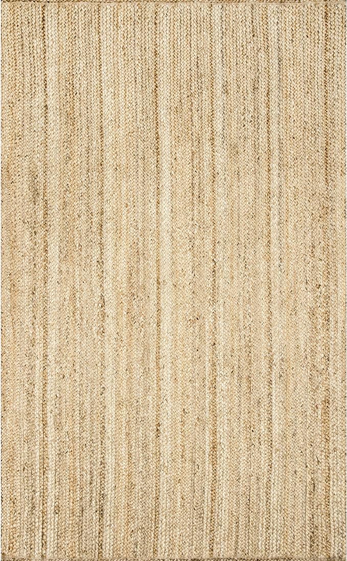 nuLOOM 5x8 Rigo Jute Hand Woven Area Rug, Natural, Solid Farmhouse Design, Natural Fiber, For Bedroom, Living Room, Dining Room, Hallway, Office, Kitchen, Entryway
