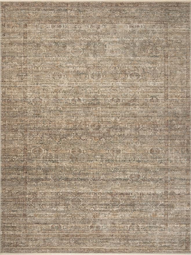 Loloi Amber Lewis Molly Collection MOL-07 Tobacco/Sage 5'-3" x 7'-9" Low Pile Area Rug