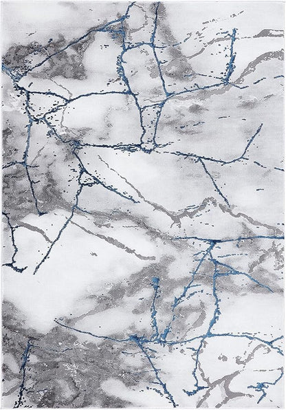 SAFAVIEH Craft Collection 5'3" x 7'6" Ivory Grey/Blue CFT877M Modern Abstract Non-Shedding Living Room Bedroom Dining Home Office Area Rug