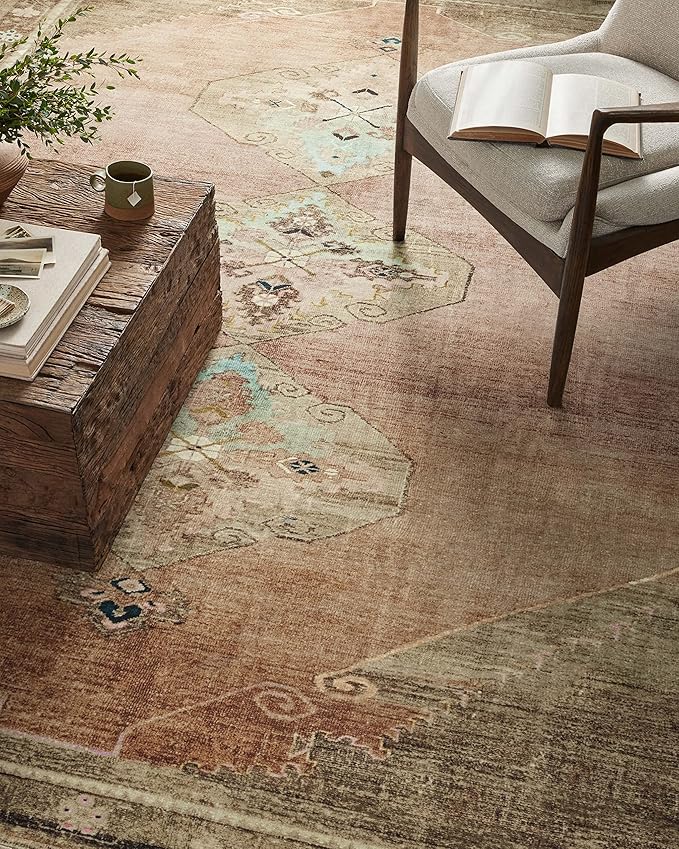 Loloi Magnolia Home by Joanna Gaines Sinclair Collection SIN-06 Clay/Tobacco 5'-0" x 7'-0", .25" Pile Height, Machine Washable, Area Rug